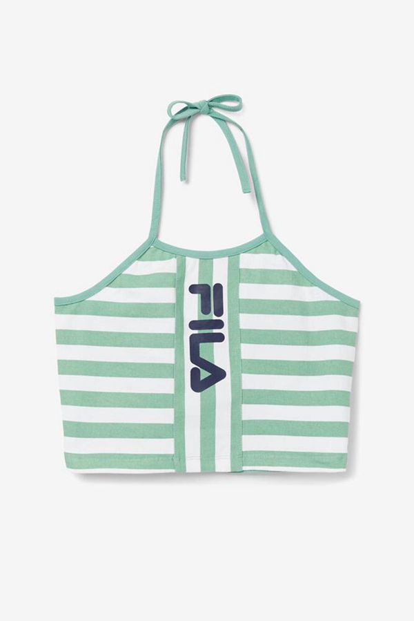 Camisetas Sin Mangas Fila Mujer Verde / Blancas / Azul Marino - Brinley Halter - España 135029JFP